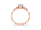 Rose gold Oval Cut Moissanite Ring with Side Stones and Four-Prong Setting_75