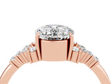 Rose gold Oval Cut Moissanite Ring with Side Stones and Four-Prong Setting_76