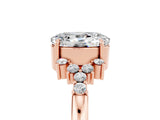Rose gold Oval Cut Moissanite Ring with Side Stones and Four-Prong Setting_77