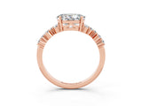 Rose gold Oval Cut Moissanite Scattered Round Accent Ring with Prong Setting_15