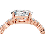 Rose gold Oval Cut Moissanite Scattered Round Accent Ring with Prong Setting_16