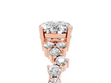 Rose gold Oval Cut Moissanite Scattered Round Accent Ring with Prong Setting_17