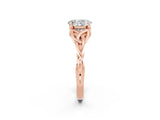 Rose gold Oval Cut Moissanite Solitaire Celtic Knot Ring with Four-Prong Setting_14
