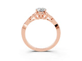 Rose gold Oval Cut Moissanite Solitaire Celtic Knot Ring with Four-Prong Setting_15