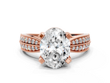 Rose gold Oval Cut Moissanite   Solitaire Diamond Ring with Milgrain Pavé Band and Four-Prong Setting_34