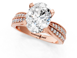 Rose gold Oval Cut Moissanite   Solitaire Diamond Ring with Milgrain Pavé Band and Four-Prong Setting_35