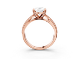 Rose gold Oval Cut Moissanite   Solitaire Diamond Ring with Milgrain Pavé Band and Four-Prong Setting_37