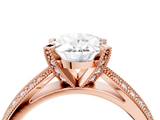 Rose gold Oval Cut Moissanite   Solitaire Diamond Ring with Milgrain Pavé Band and Four-Prong Setting_38