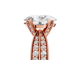 Rose gold Oval Cut Moissanite   Solitaire Diamond Ring with Milgrain Pavé Band and Four-Prong Setting_39