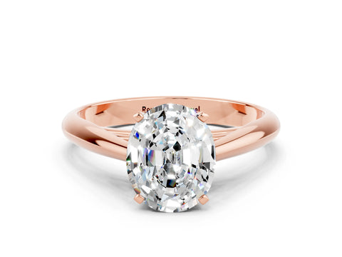 Rose gold Oval Cut Moissanite Solitaire Engagement Ring with Cathedral Setting and Four-Prong Mount_12