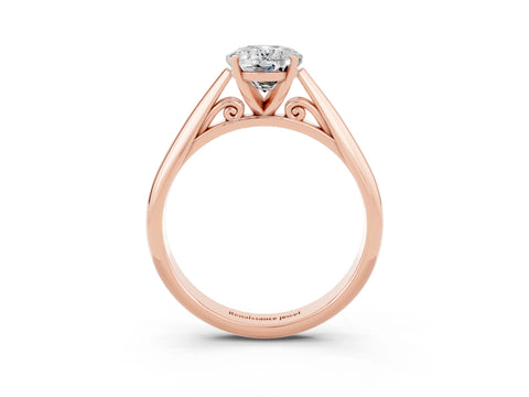 Rose gold Oval Cut Moissanite Solitaire Engagement Ring with Cathedral Setting and Four-Prong Mount_15