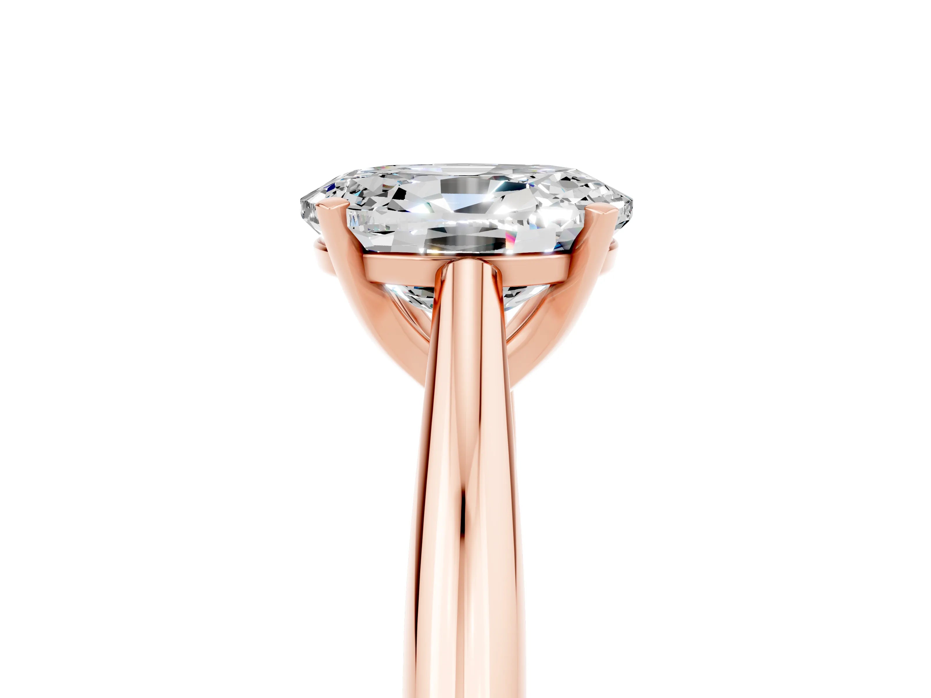 Rose gold Oval Cut Moissanite Solitaire Engagement Ring with Cathedral Setting and Four-Prong Mount_17
