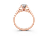 Rose gold Oval Cut Moissanite Solitaire Engagement Ring with Cathedral Setting and Four-Prong Mount_21