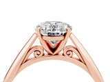 Rose gold Oval Cut Moissanite Solitaire Engagement Ring with Cathedral Setting and Four-Prong Mount_22