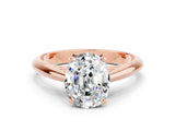 Rose gold Oval Cut Moissanite Solitaire Engagement Ring with Cathedral Setting and Four-Prong Mount_24