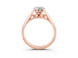 Rose gold Oval Cut Moissanite Solitaire Engagement Ring with Cathedral Setting and Four-Prong Mount_27