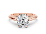 Rose gold Oval Cut Moissanite Solitaire Engagement Ring with Cathedral Setting and Four-Prong Mount_66