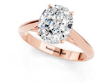 Rose gold Oval Cut Moissanite Solitaire Engagement Ring with Cathedral Setting and Four-Prong Mount_67