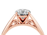 Rose gold Oval Cut Moissanite Solitaire Engagement Ring with Cathedral Setting and Four-Prong Mount_70