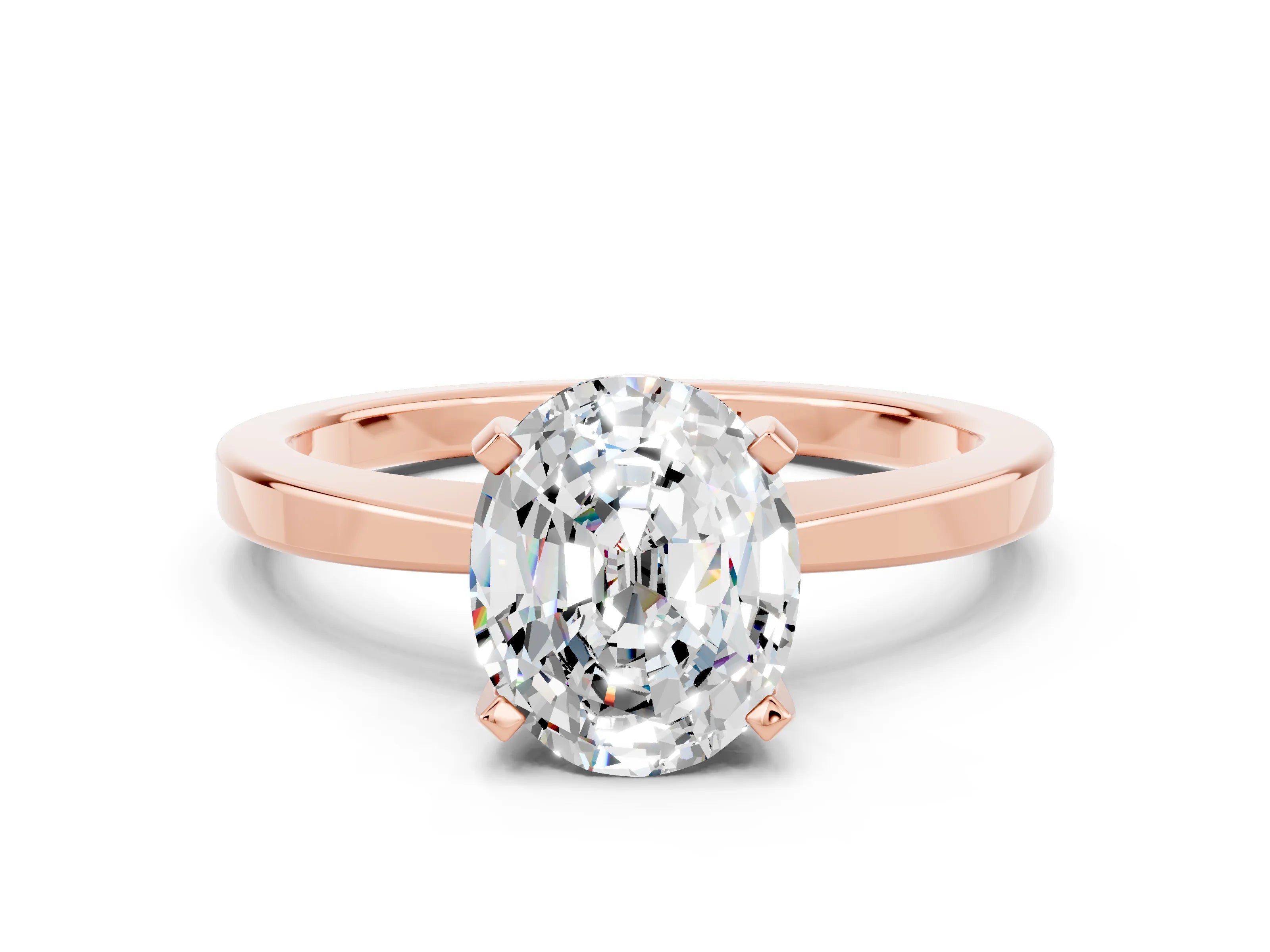 Rose gold Oval Cut Moissanite Solitaire Engagement Ring with Classic Band and Four-Prong Setting_24