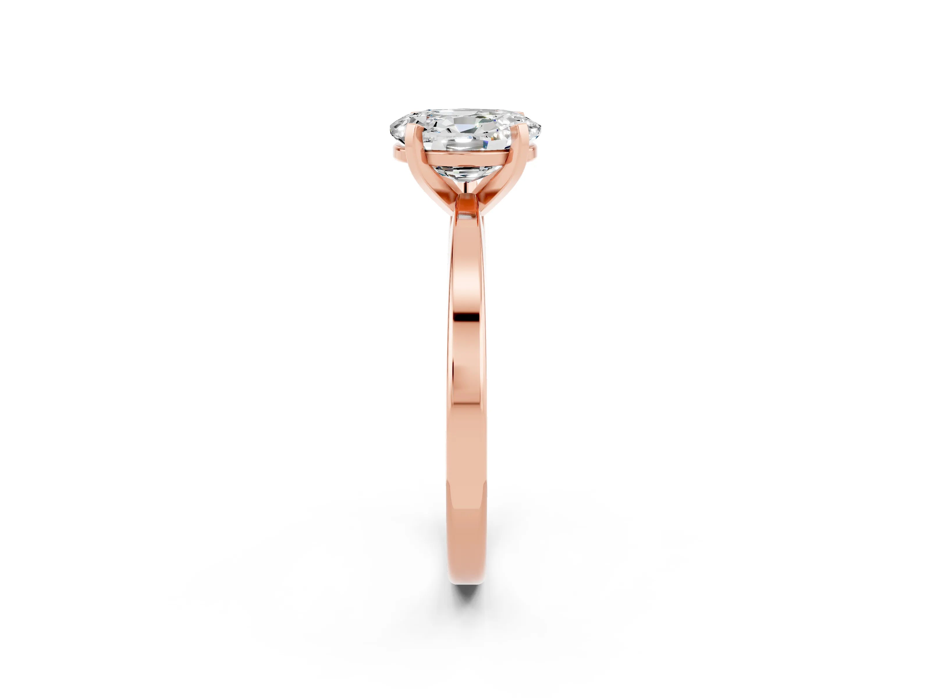 Rose gold Oval Cut Moissanite Solitaire Engagement Ring with Classic Band and Four-Prong Setting_26