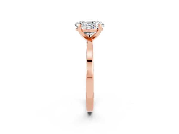 Rose gold Oval Cut Moissanite Solitaire Engagement Ring with Classic Band and Four-Prong Setting