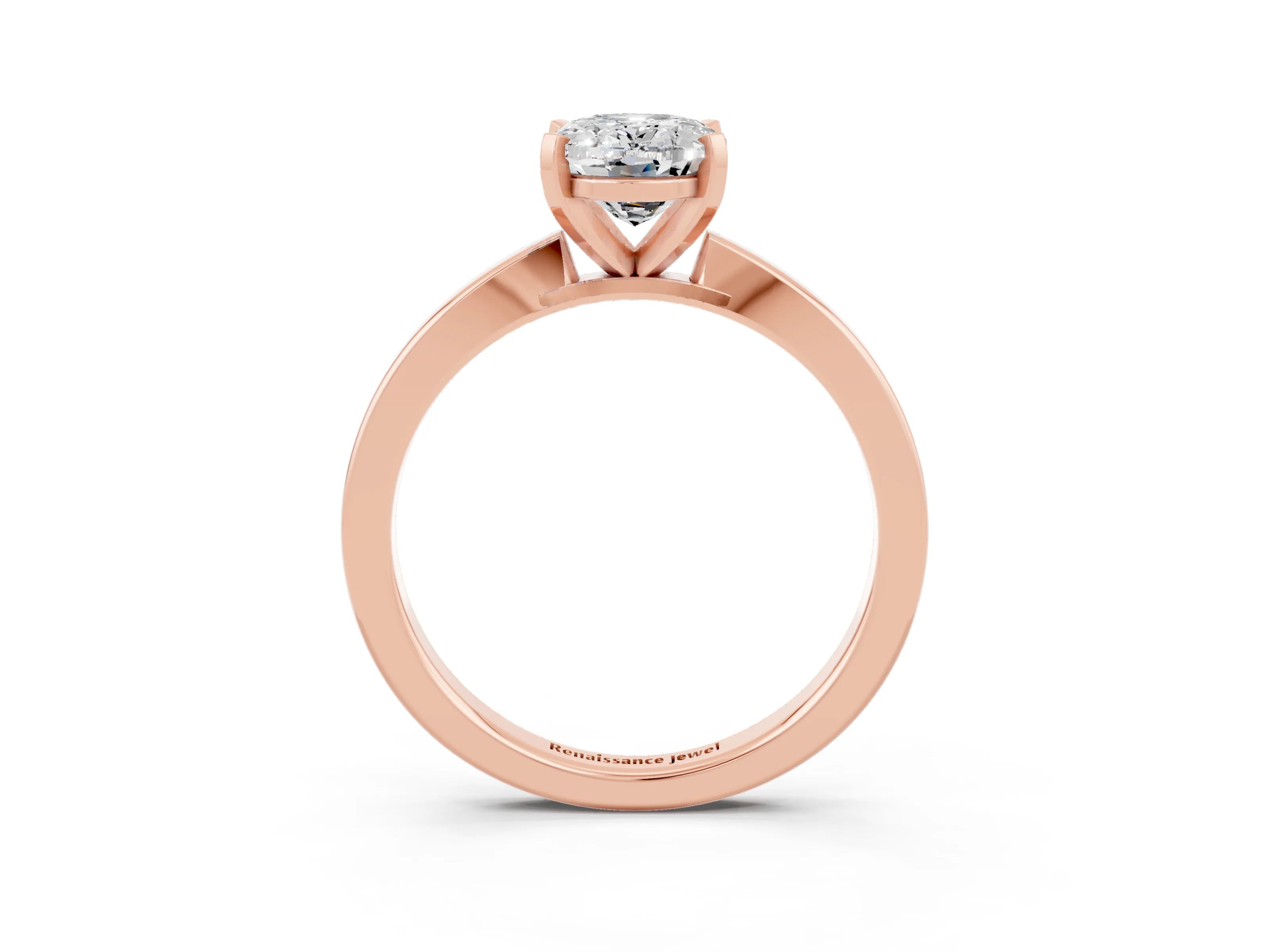 Rose gold Oval Cut Moissanite Solitaire Engagement Ring with Classic Band and Four-Prong Setting_27