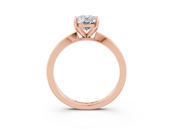 Rose gold Oval Cut Moissanite Solitaire Engagement Ring with Classic Band and Four-Prong Setting