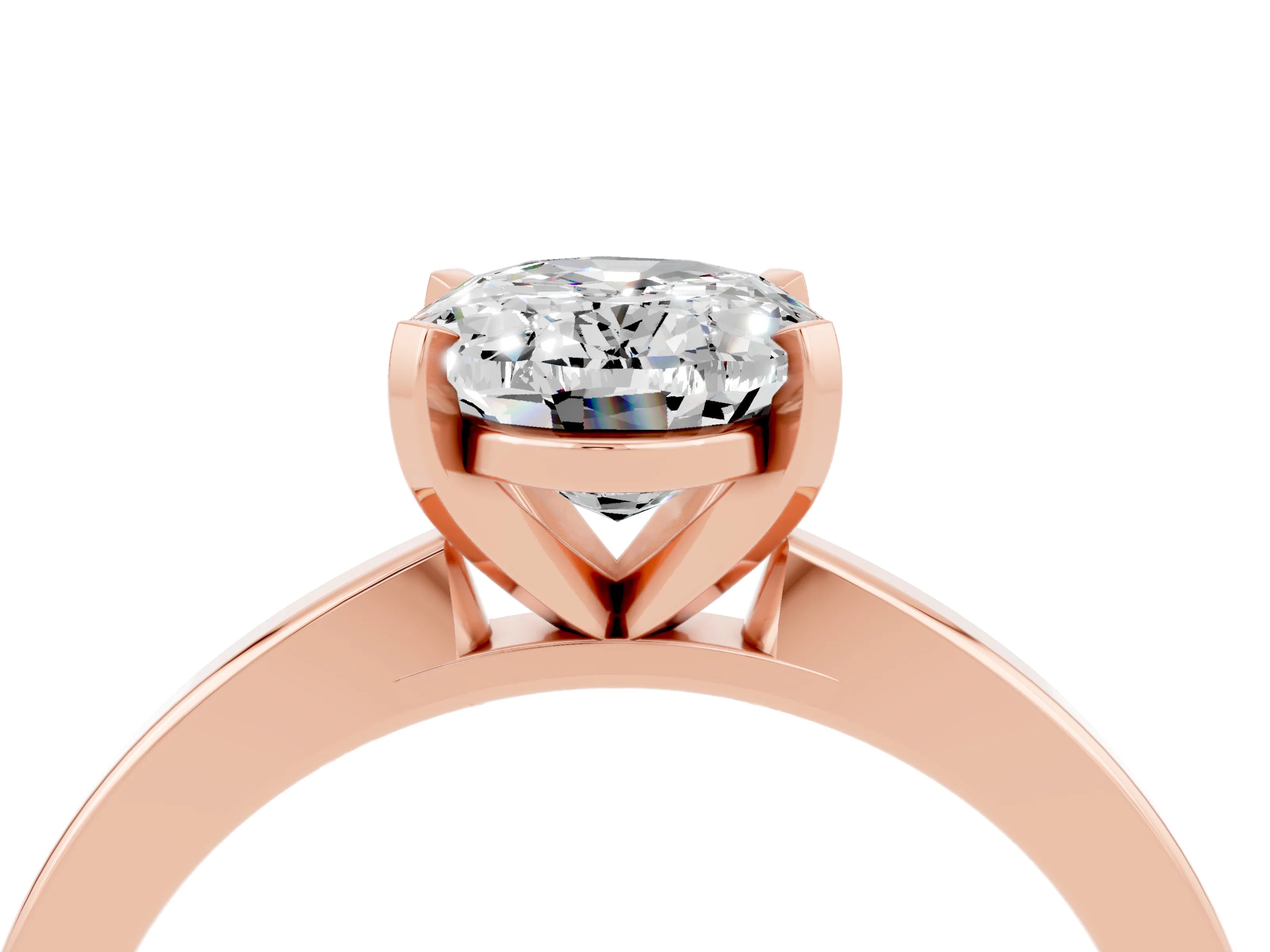 Rose gold Oval Cut Moissanite Solitaire Engagement Ring with Classic Band and Four-Prong Setting_28
