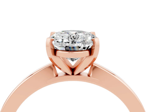 Rose gold Oval Cut Moissanite Solitaire Engagement Ring with Classic Band and Four-Prong Setting_28