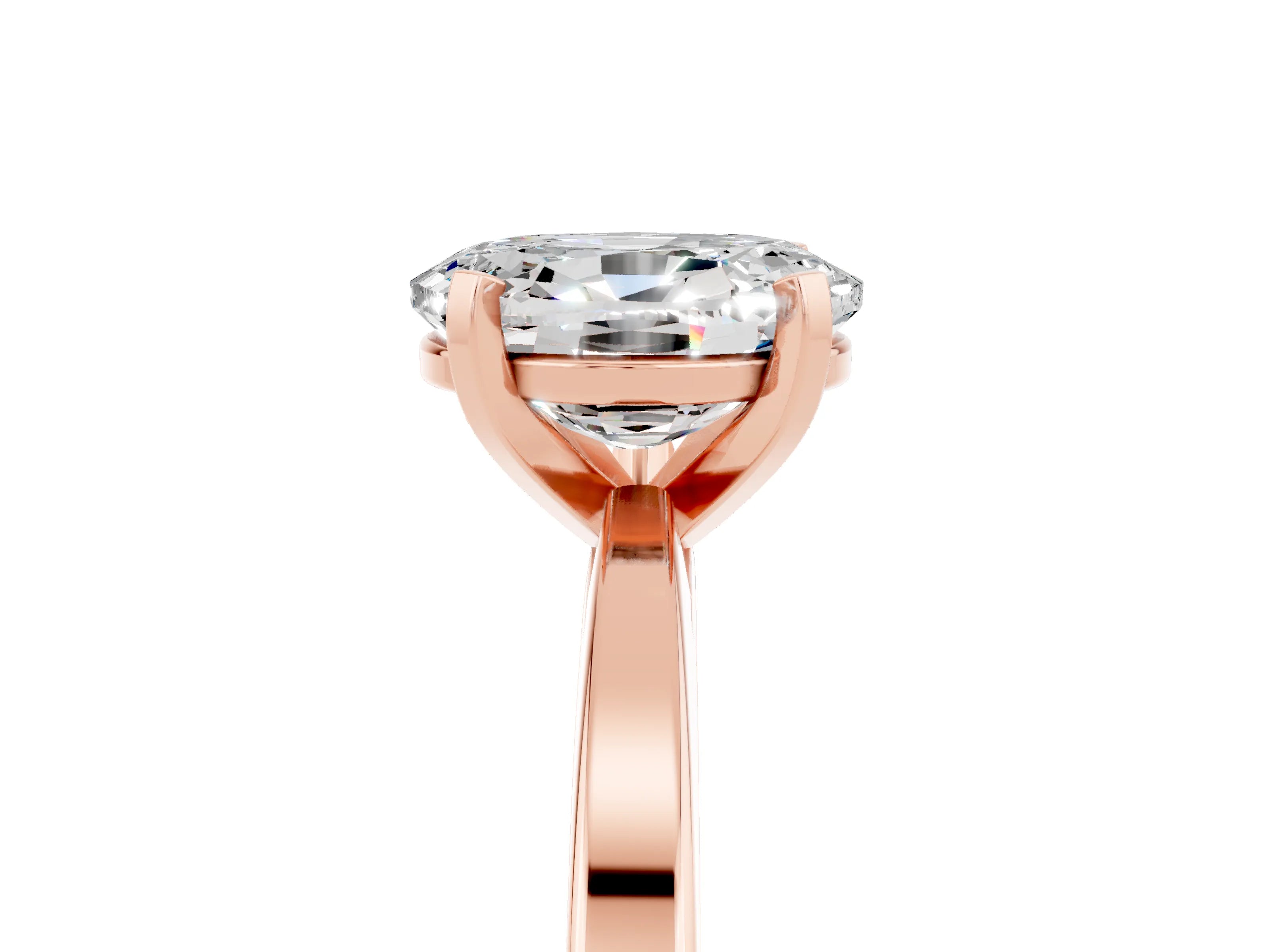 Rose gold Oval Cut Moissanite Solitaire Engagement Ring with Classic Band and Four-Prong Setting_29