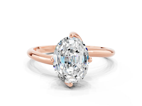 Rose gold Oval Cut Moissanite Solitaire Engagement Ring with Four-Prong Setting and Classic Band_12