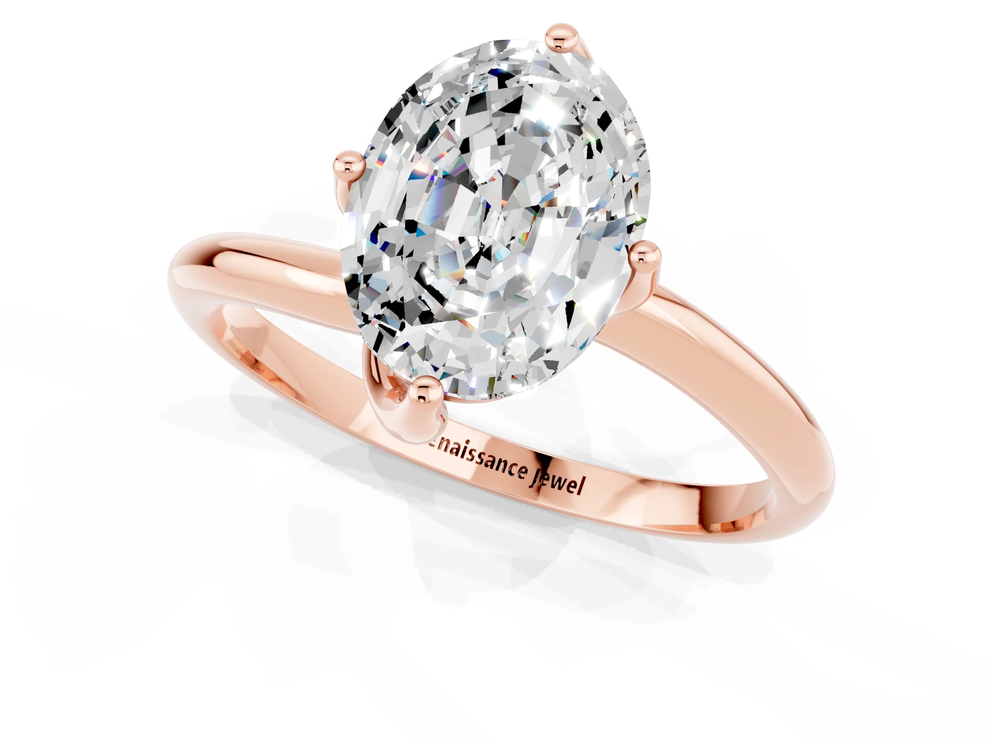 Rose gold Oval Cut Moissanite Solitaire Engagement Ring with Four-Prong Setting and Classic Band_13
