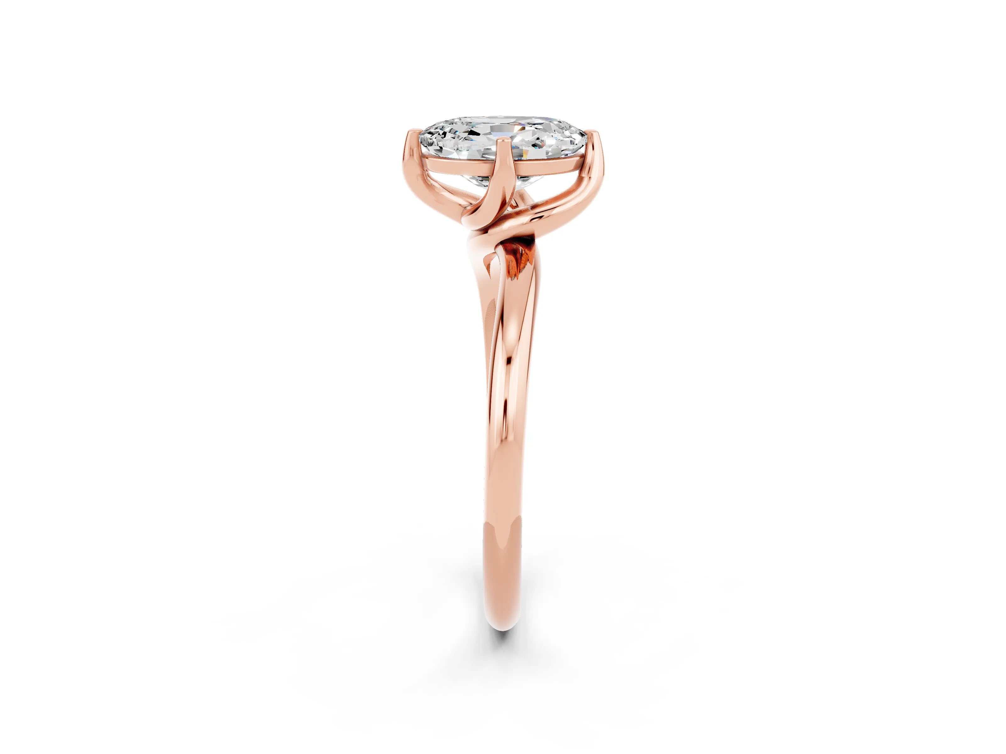 Rose gold Oval Cut Moissanite Solitaire Engagement Ring with Four-Prong Setting and Classic Band_14