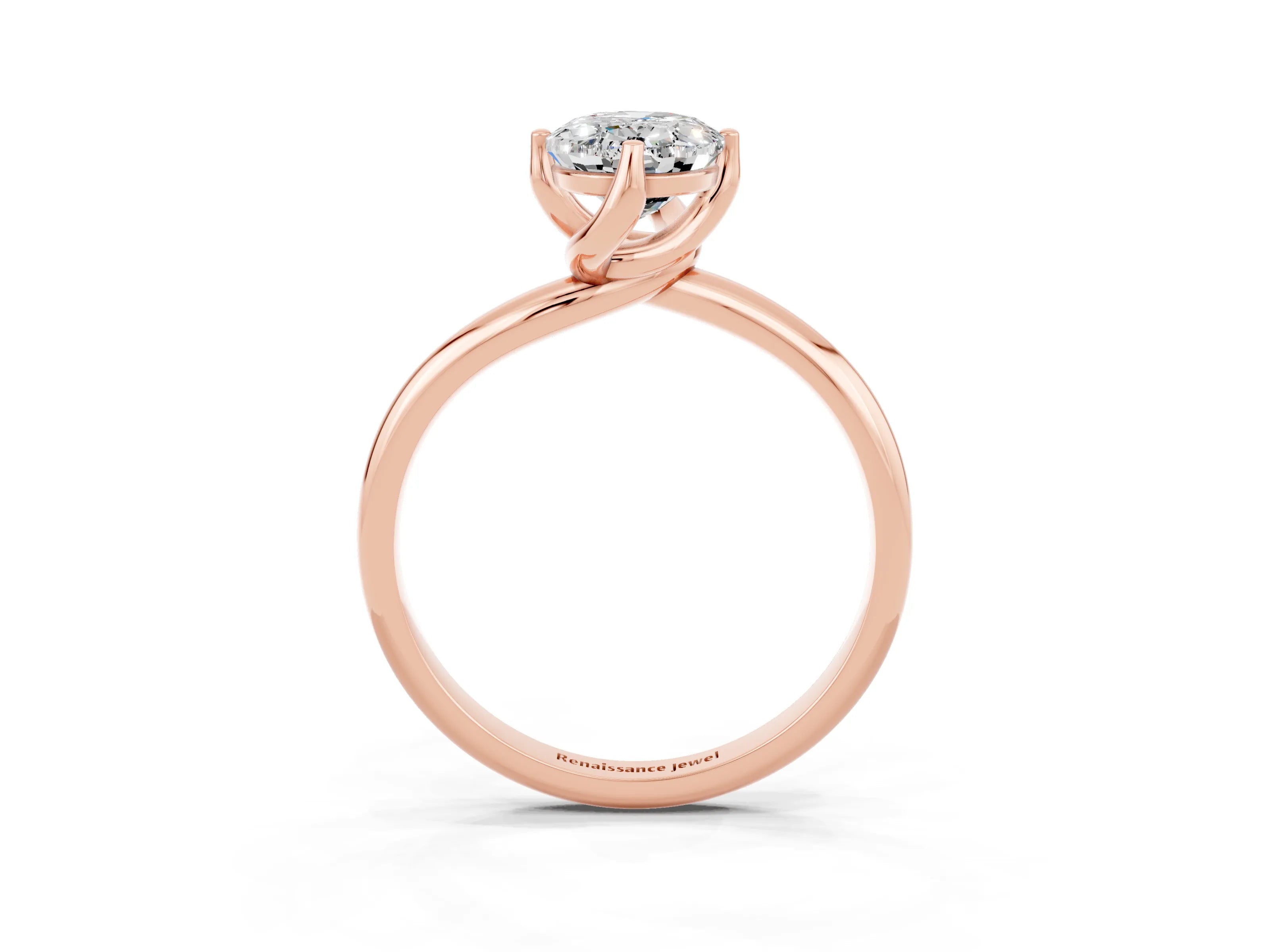 Rose gold Oval Cut Moissanite Solitaire Engagement Ring with Four-Prong Setting and Classic Band_15