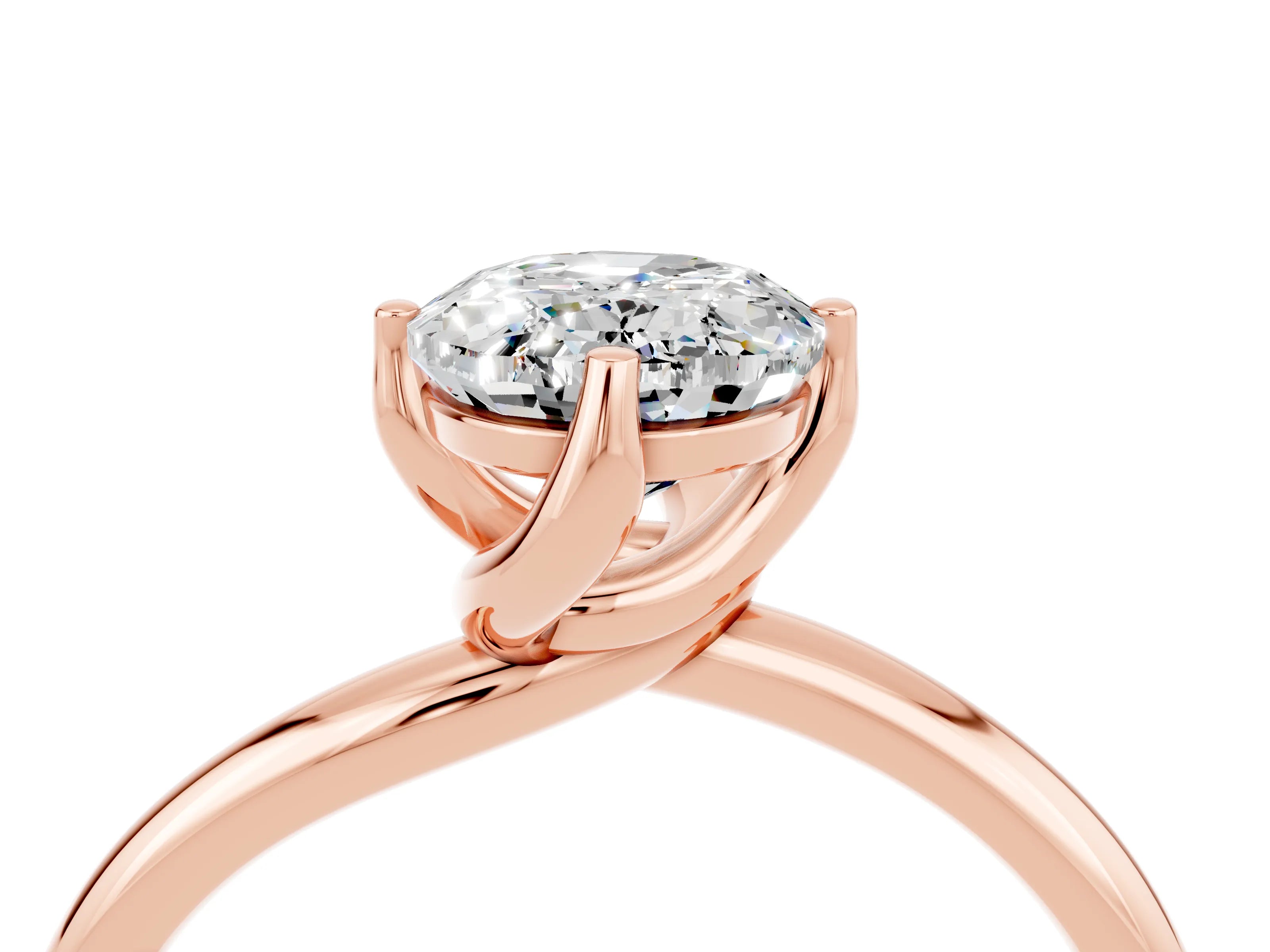 Rose gold Oval Cut Moissanite Solitaire Engagement Ring with Four-Prong Setting and Classic Band_16