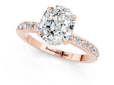 Rose gold Oval Cut Moissanite Solitaire Engagement Ring with Pavé Band and Four-Prong Setting_1