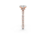 Rose gold Oval Cut Moissanite Solitaire Engagement Ring with Pavé Band and Four-Prong Setting_2