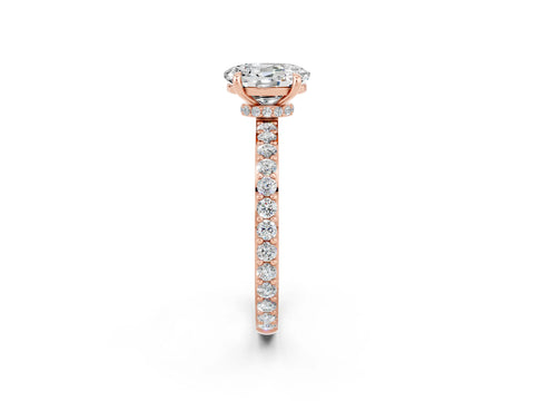 Rose gold Oval Cut Moissanite Solitaire Engagement Ring with Pavé Band and Four-Prong Setting_2