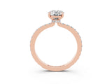 Rose gold Oval Cut Moissanite Solitaire Engagement Ring with Pavé Band and Four-Prong Setting_3