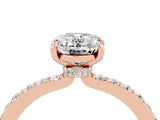 Rose gold Oval Cut Moissanite Solitaire Engagement Ring with Pavé Band and Four-Prong Setting_4