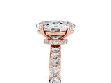 Rose gold Oval Cut Moissanite Solitaire Engagement Ring with Pavé Band and Four-Prong Setting_5