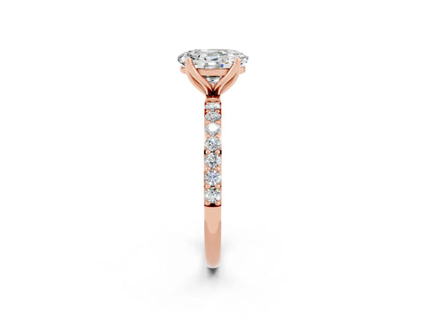 Rose gold Oval Cut Moissanite Solitaire Engagement Ring with Pavé Band and Prong Setting_2