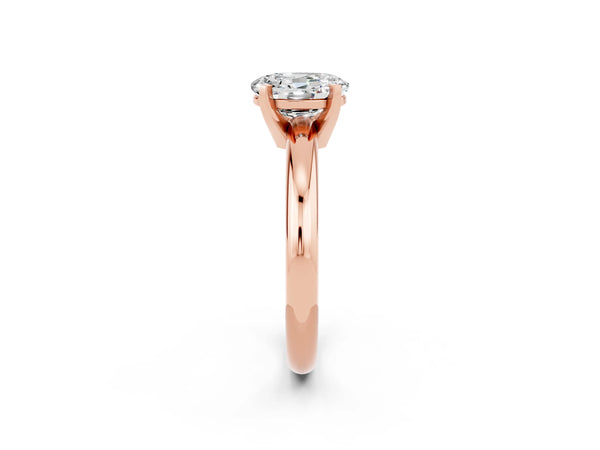 Rose gold Oval Cut Moissanite Solitaire Engagement Ring with Round Band and Four-Prong Setting