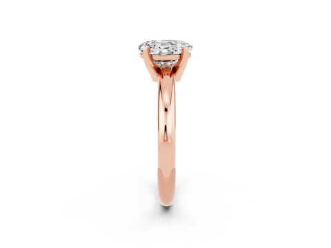 Rose gold Oval Cut Moissanite Solitaire Engagement Ring with Round Band and Four-Prong Setting_2