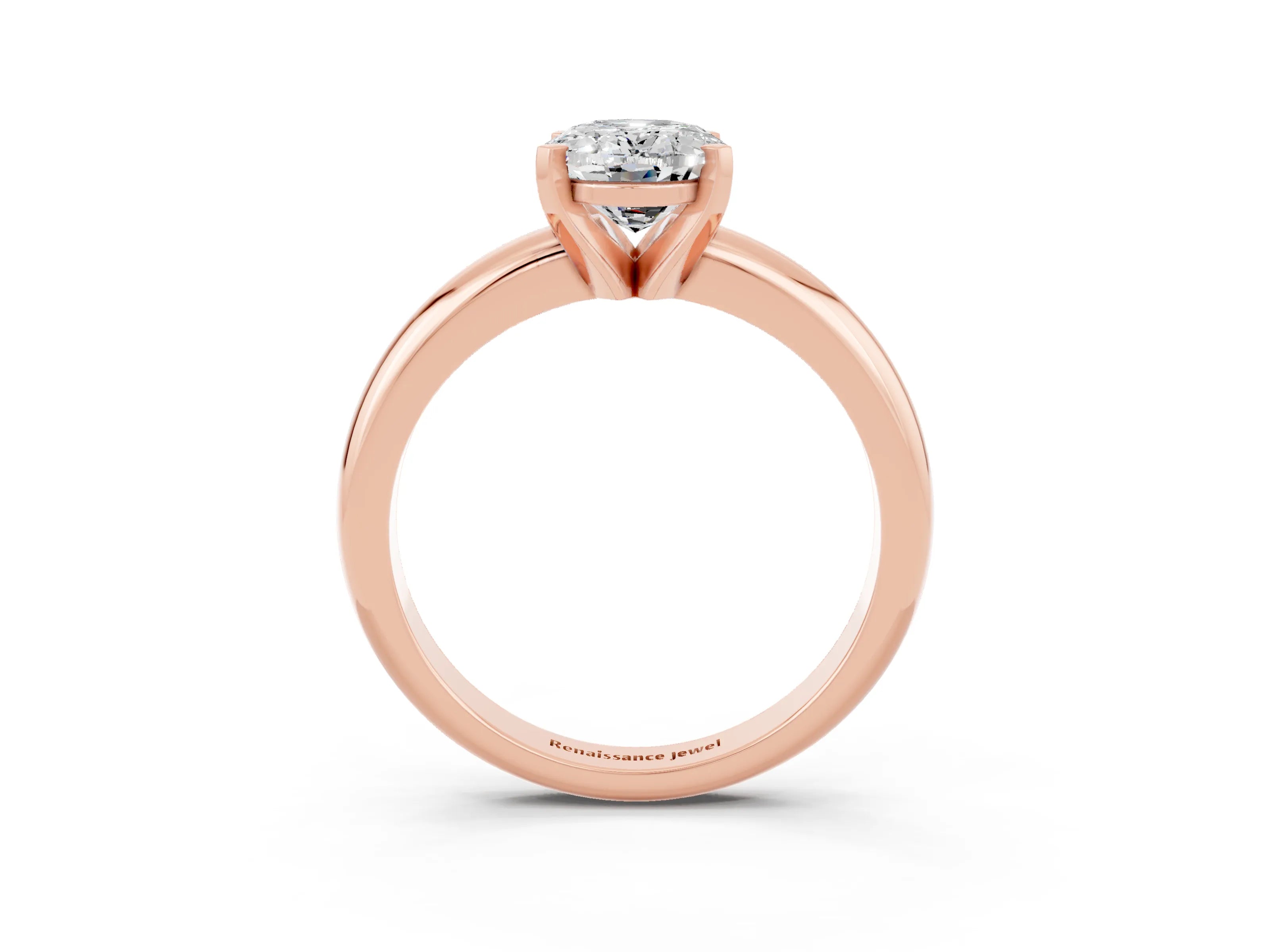 Rose gold Oval Cut Moissanite Solitaire Engagement Ring with Round Band and Four-Prong Setting_3