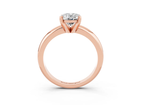 Rose gold Oval Cut Moissanite Solitaire Engagement Ring with Round Band and Four-Prong Setting