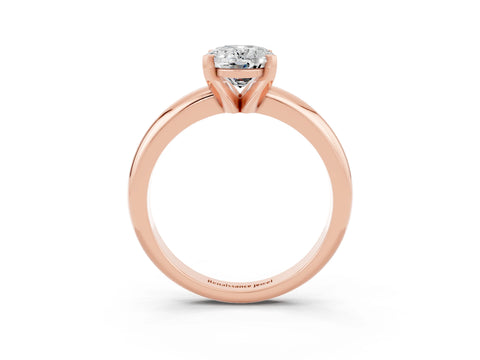 Rose gold Oval Cut Moissanite Solitaire Engagement Ring with Round Band and Four-Prong Setting_3