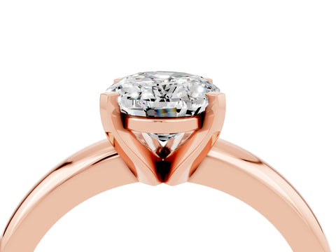 Rose gold Oval Cut Moissanite Solitaire Engagement Ring with Round Band and Four-Prong Setting_4