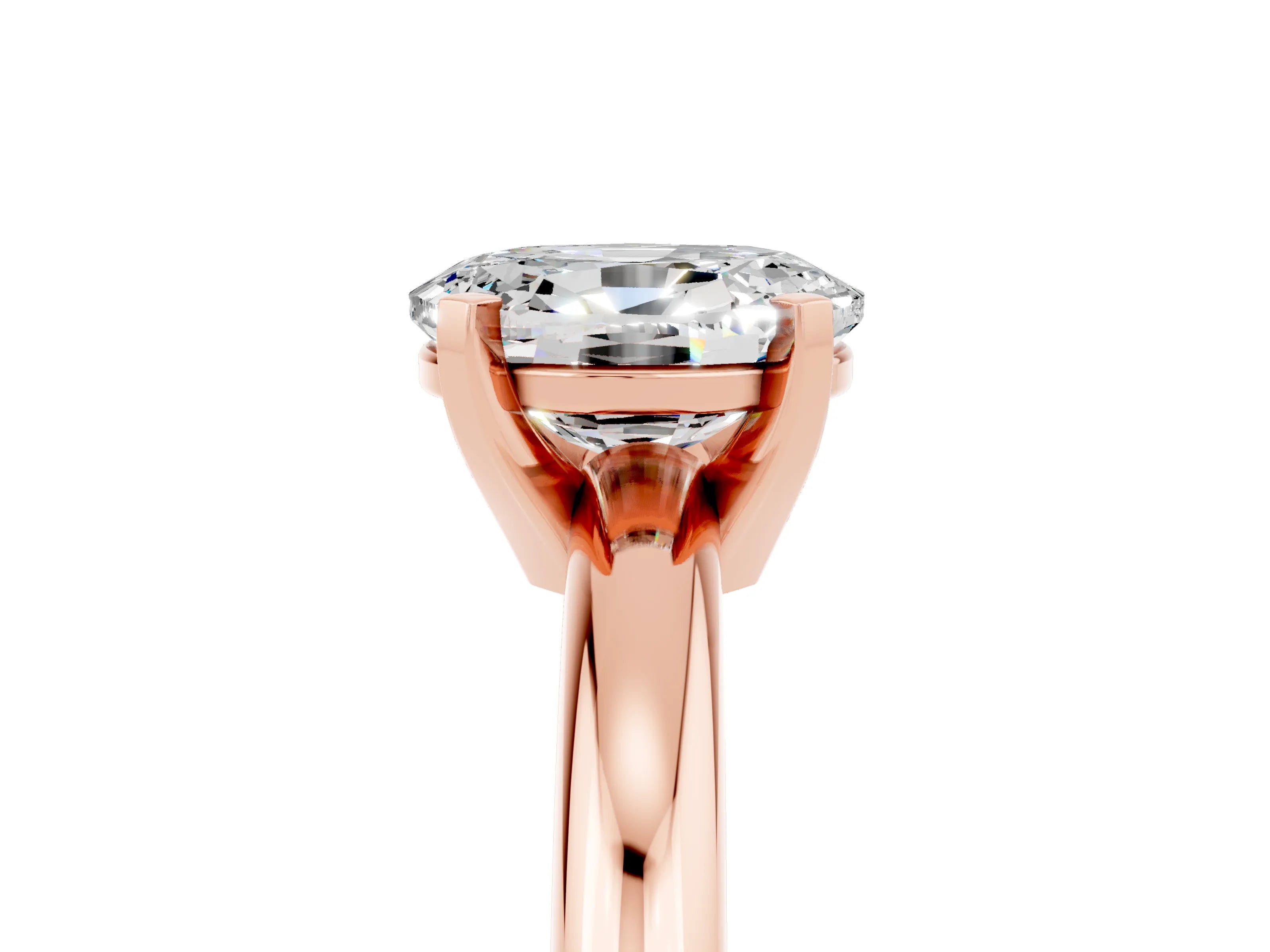 Rose gold Oval Cut Moissanite Solitaire Engagement Ring with Round Band and Four-Prong Setting_5